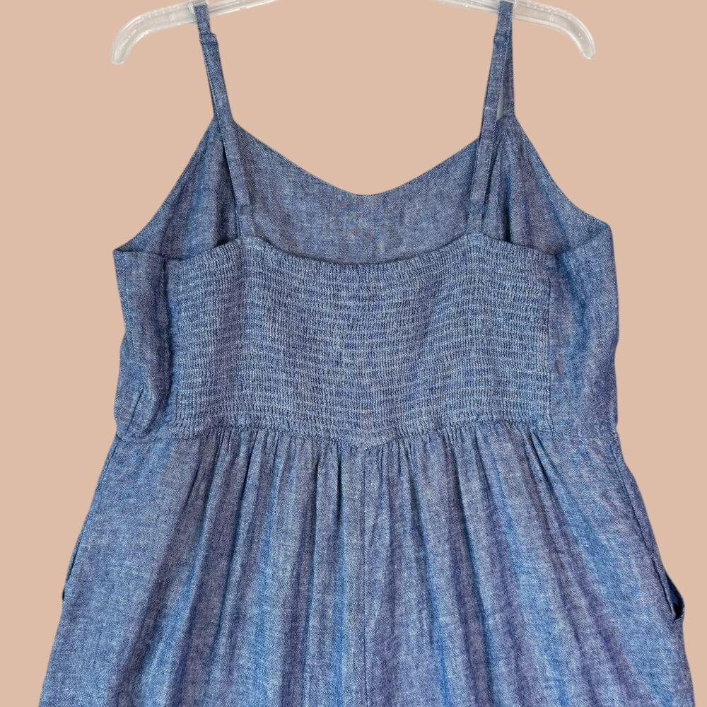 Old Navy Linen Blend Cami Jumpsuit Wide Leg Cropped Womens XL Chambray Blue Gray - Picture 7 of 11